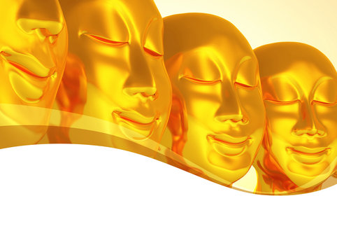 Einladungskarte mit Wellen - Golden Buddhas