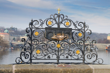 Cross on bridge, where John Nepomuk was thrown into the Vltava