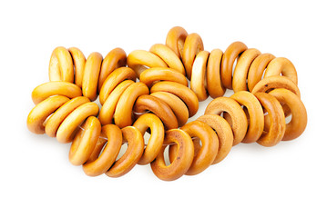 Dried small bagels on a string