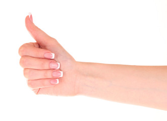 woman's hand isolated on white