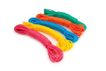 Colourful rope isolated on the white background