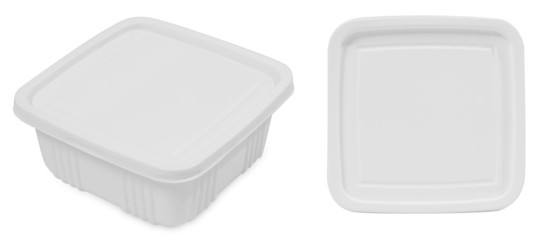 white plastic food container. isolated over white background