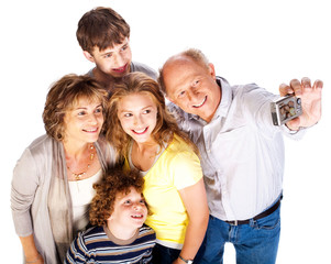 Family together taking self-portrait