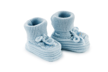 Woven baby shoes isolated on white background