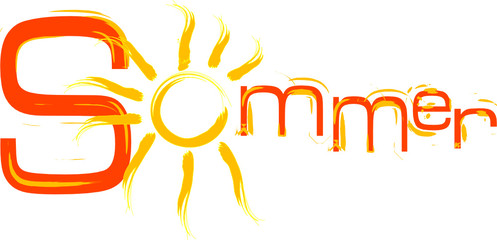 Naklejka premium Sonne Sommer Text Pinsel