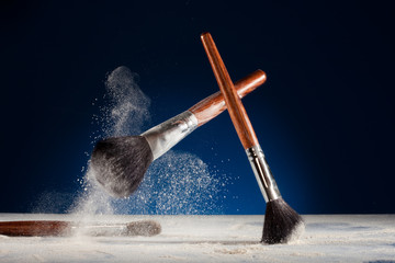 Creative shoot of makeup brushes