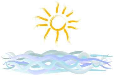 Fototapeta na wymiar Holiday Sun Drawing morze