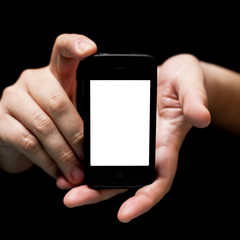 Hands holding (showing) smarphone