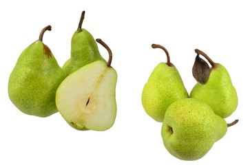 Fototapeta na wymiar 2 images of pears in a group on white background