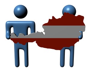 abstract people holding Austria map flag illustration