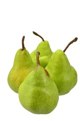 A group of pears on a white background