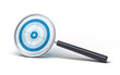 magnifying glass with a blue focus inside, white background