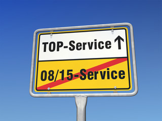 Schild TOP-Service statt 08/15