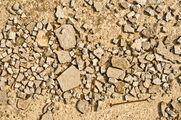 Sharp image of mashed stone