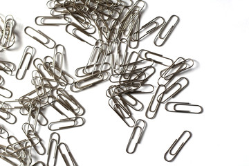 Office Paper clips on white background