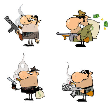 Gangsters Cartoon Characters-Vector Collection