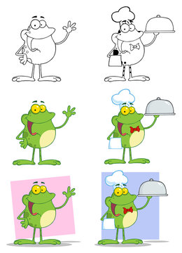 Cartoon Frogs Mascot Characters-Vector Collection