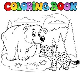 Fototapeta premium Coloring book with happy animals 4