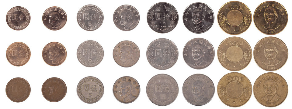 Isolated Taiwanese Coins From New to Worn
