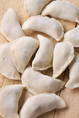 raw meat dumplings close up