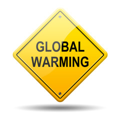 Se&ntilde;al amarilla texto GLOBAL WARNING