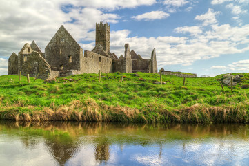 Ross Errilly Friarywith river reflection, Co. Galway, Ireland