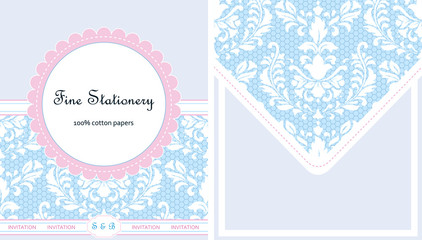 Vintage stationery, card and envelope design.