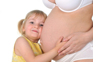 girl with  pregnant mother