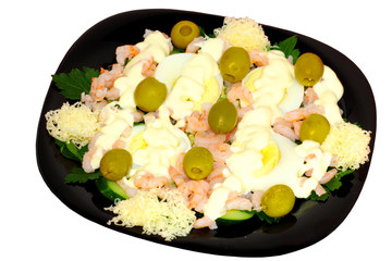 Christmas salad with common prawns