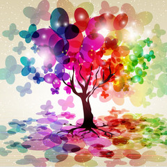 Abstract colorful background. Tree.
