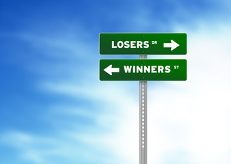 Fototapeta premium Losers and Winners Road Sign
