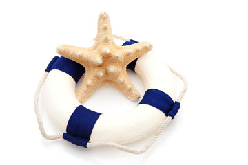 summer gear; starfish and life buoy