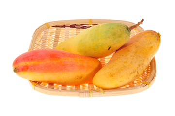 Tropical Fruit, Mango On A Bamboo Zaru