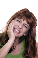 redhead woman with toothache