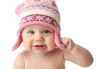 Baby wearing winter hat