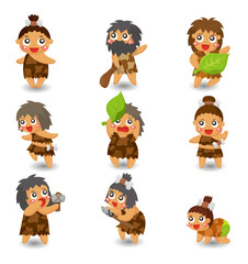 cartoon Caveman icon set,vector
