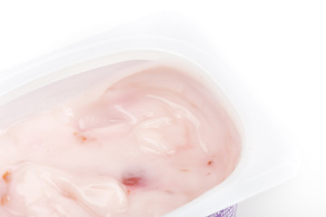 A fresh cup of strawberry yogurt