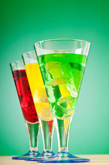 Colourful cocktail in glasses