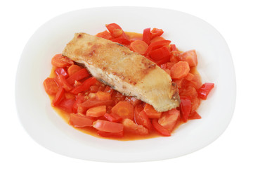fried flounder with vegetables