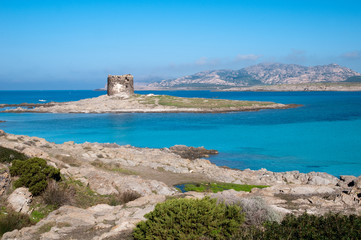 Fototapeta na wymiar Sardynia, Włochy: Capo Falcone i hiszpański Wieża w Stintino