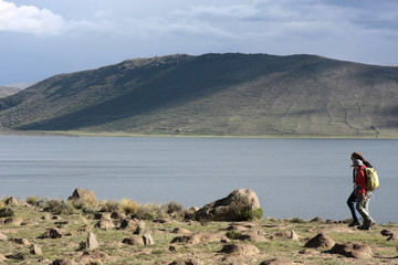 Fototapeta na wymiar Chullpas inkas de sillustani,Peru