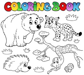 Fototapeta premium Coloring book with forest animals 3