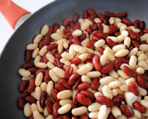 Red & White Kidney Beans In Skillet