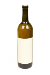 Bottle of Wine with Blank Label Isolated on a White Background