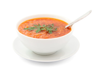 soup at the plate