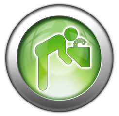 Green glossy 3D effect button 