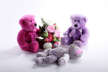 Teddy Bären Krankenbesuch mit Blumen