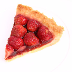 Strawberry Tart portion on a white background
