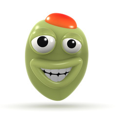 3d Stuffed green olive grins broadly