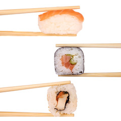 sushi rolls isolated on white